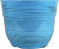 Garden Elements Indoor/Outdoor Glazed Brushed Happy Plastic Planter, Bright Blue by GardenElements