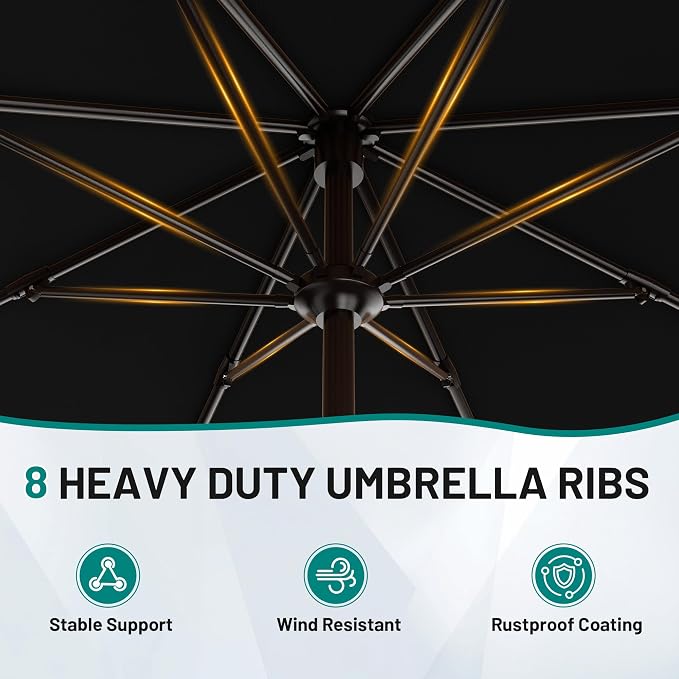 AreShark 9 FT Patio Umbrella for Outdoor, Outdoor Table Umbrella - Image 3