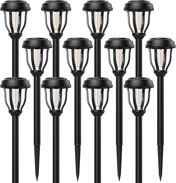 DERAYSION 12 Pack Solar Lights Outdoor, Solar Pathway Lights Auto On/Off - Image 2