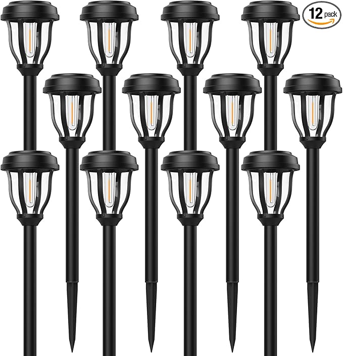 DERAYSION 12 Pack Solar Lights Outdoor, Solar Pathway Lights Auto On/Off by DERAYSIONSolarLighting