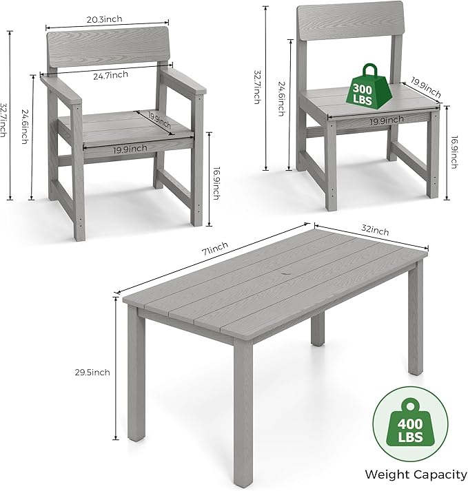 Patio Dining Sets 7 Piece HIPS Outdoor Dining Table Set - Image 7
