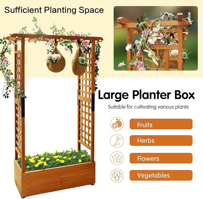 Raised Garden Bed Wooden Patio Planter - Image 8