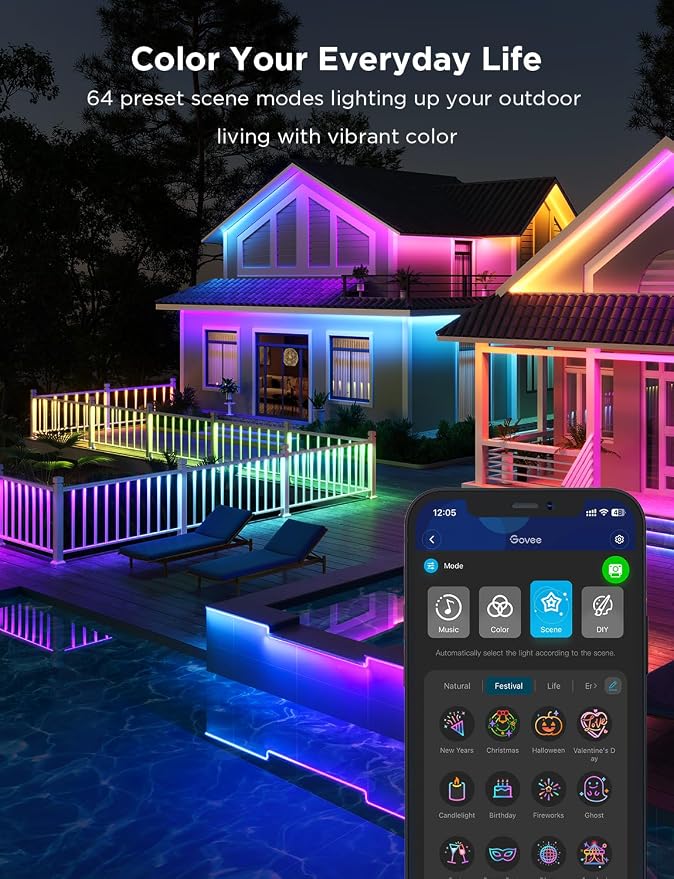 Govee Outdoor LED Strip Lights, 98.4ft Smart Outdoor Lights Work - Image 3