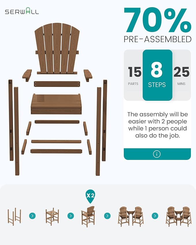 SERWALL Tall Adirondack Chairs Set of 4 - Image 7