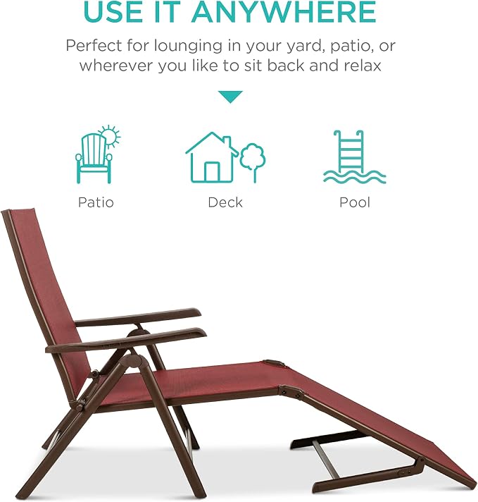 Best Choice Products Set of 2 Outdoor Patio Chaise Lounge Chair Adjustable - Image 6