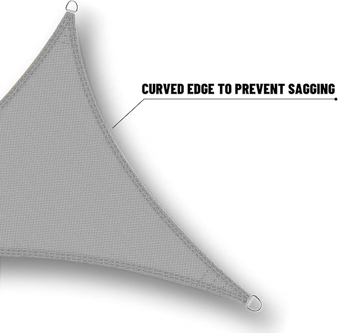 SUNNY GUARD Waterproof Sun Shade Sail 11'x11'x11' Charcoal Triangle UV Block - Image 4