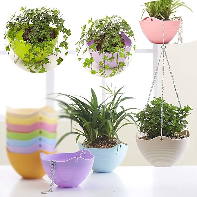 Foraineam Set of 7 Colors Self-Watering Hanging Planter Indoor Outdoor Garden - Image 4