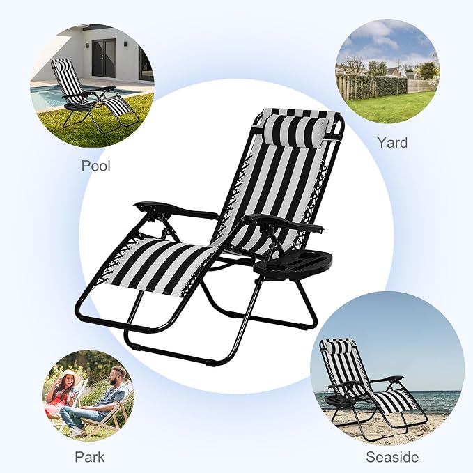 Nazhura Set of 2 Relaxing Recliners Patio Chairs Adjustable Steel Mesh Zero - Image 6