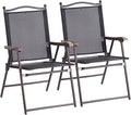 Giantex Set of 2 Patio Folding Chairs, Outdoor Patio Dining Chairs w/Armrest by Giantex