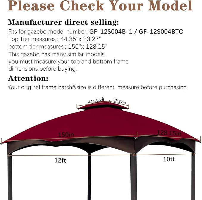 SCOCANOPY Burgundy Ripstop Replacement Roof - Image 2