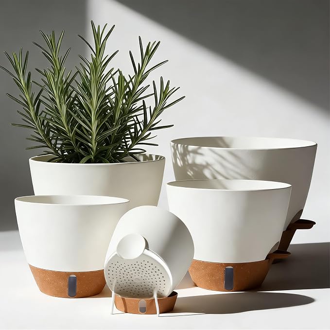 7/6.5/6/5.5/5 Inch Self Watering Pots, Plastic Flower Pots by Unknown