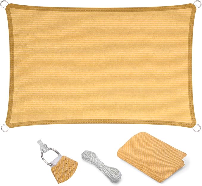 Eden's Decor Straight Flat-Edged Sun Shade Sail Rectangular 9' x 11' Wheat by EdensDecorInc