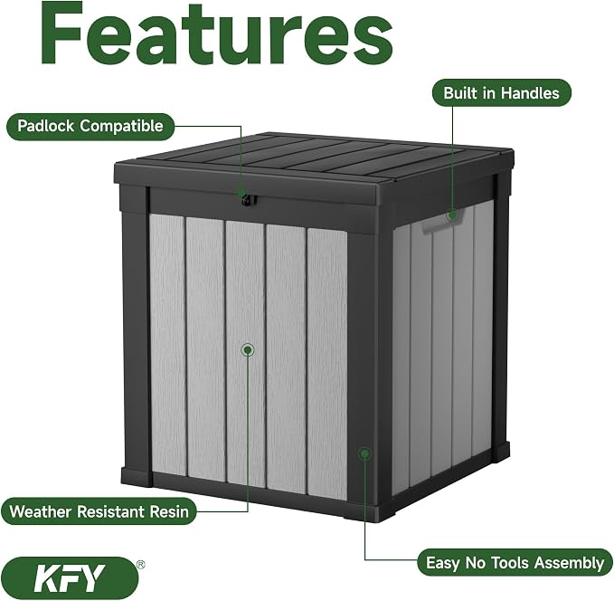50 gallon deck box, All-weather resin material outdoorstorage box easy to - Image 3