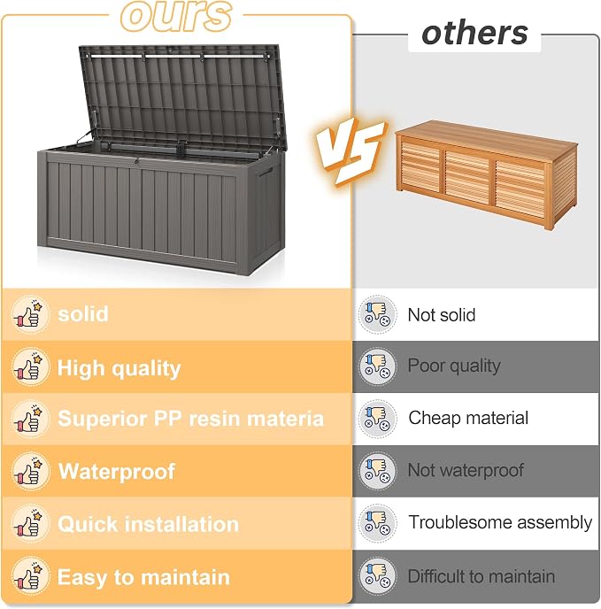 Outdoor Storage Box, Resin Deck Boxes Indoor and outdoor, Waterproof Storage - Image 5