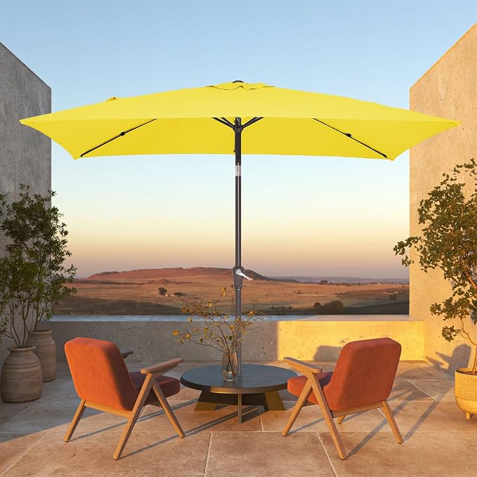 JEAREY 6.5x10 ft Rectangular Patio Umbrellas Outdoor Market Umbrella - Image 2