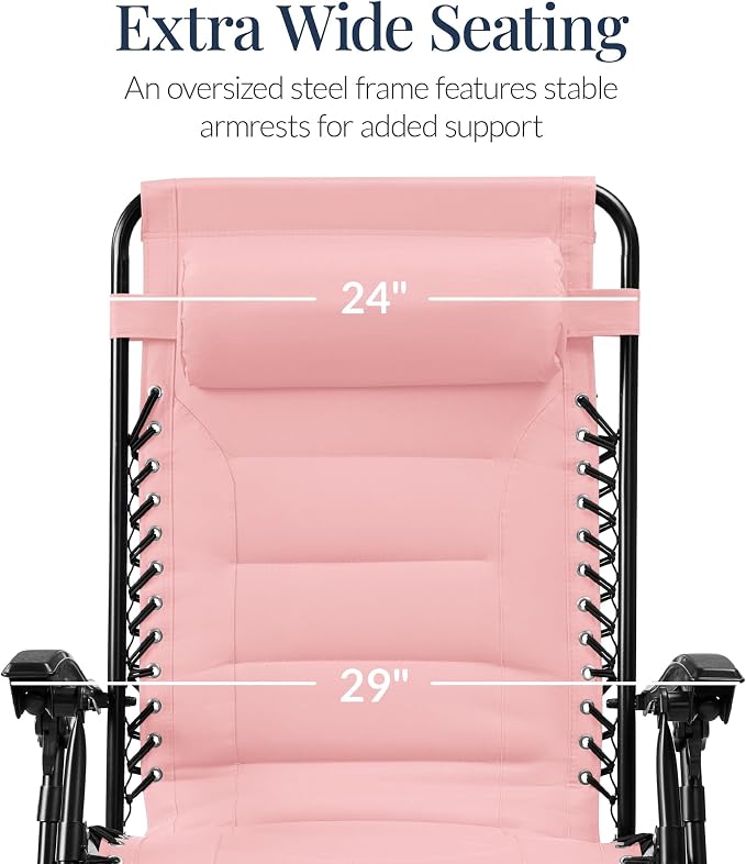 Best Choice Products Oversized Padded Zero Gravity Chair, Folding Outdoor Patio - Image 3