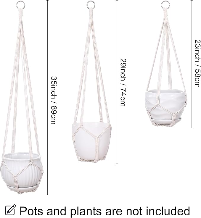 YIBOT 3 Pack Macrame Plant Hanger Indoor Hanging Planter - Image 2