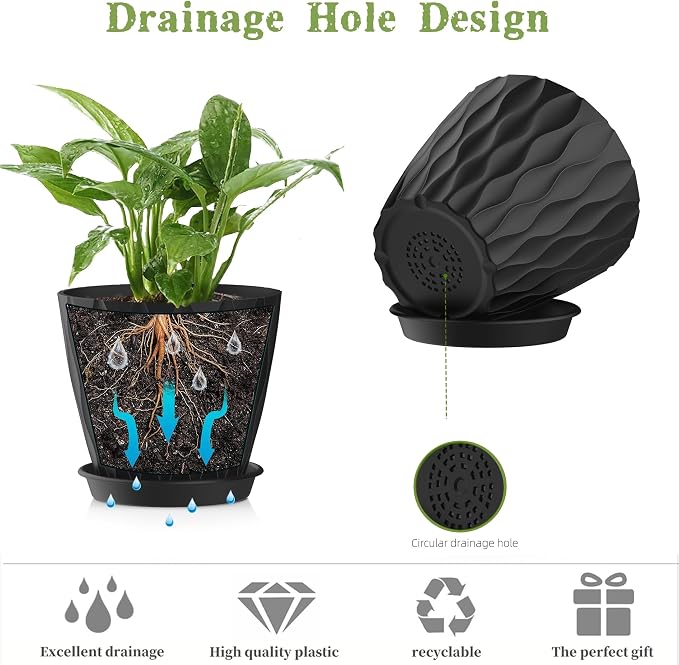 5 Inch Planter Pots, 6 Pack Indoor Planters, Small Flower Pots - Image 4