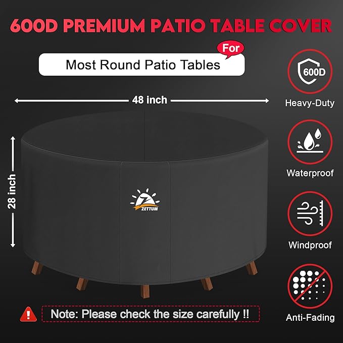 Zettum Round Patio Table Cover 48 Inch - Image 2