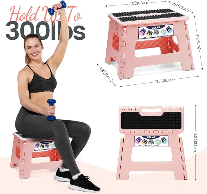 Delxo Folding Step Stool 9 Inch, Non-Slip Foldable Stools - Image 3