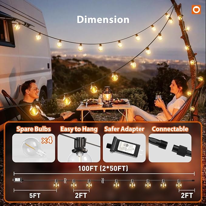 addlon 100FT Outdoor String Lights G40 - Image 5