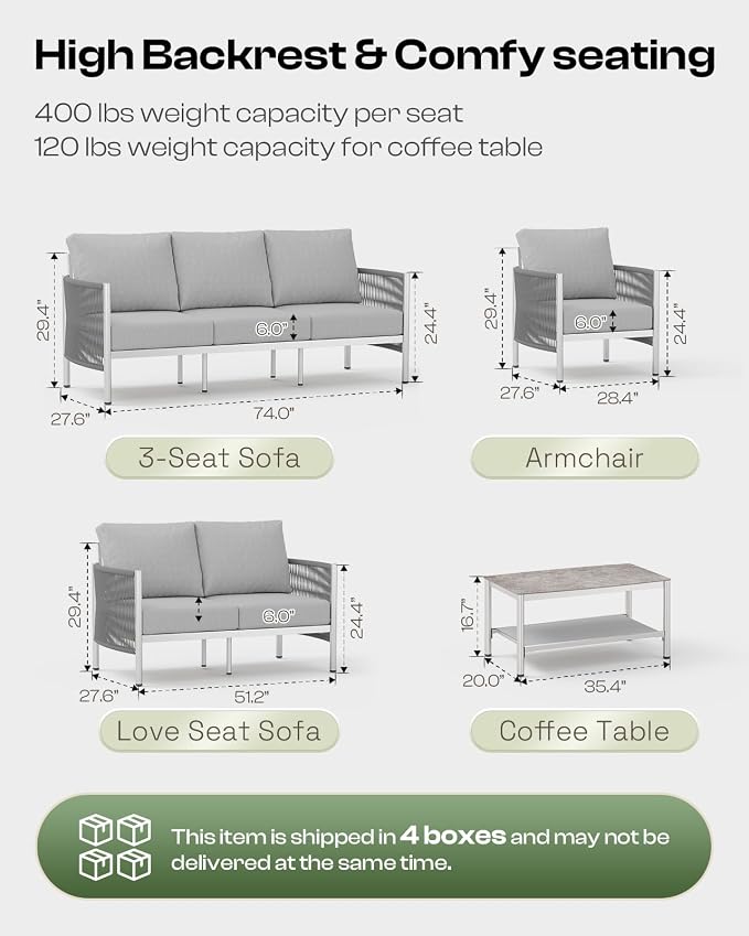 Aluminum Outdoor Patio Furniture Set - Image 7
