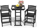 3-Piece Adirondack Bar Table and Chair Set, HDPE All-Weather Bar Height Chairs by NAVINE