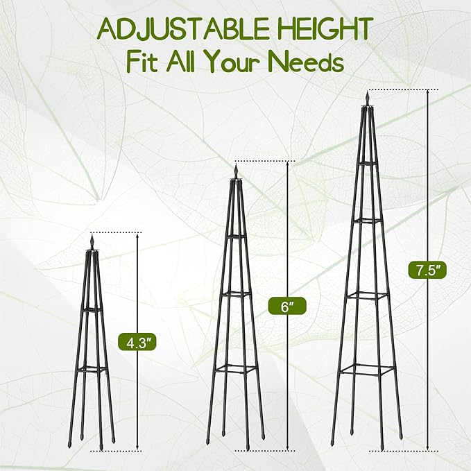 Obelisk Trellis for Climbing Plants Outdoor, 6 Ft Garden Trellis for Potted - Image 3