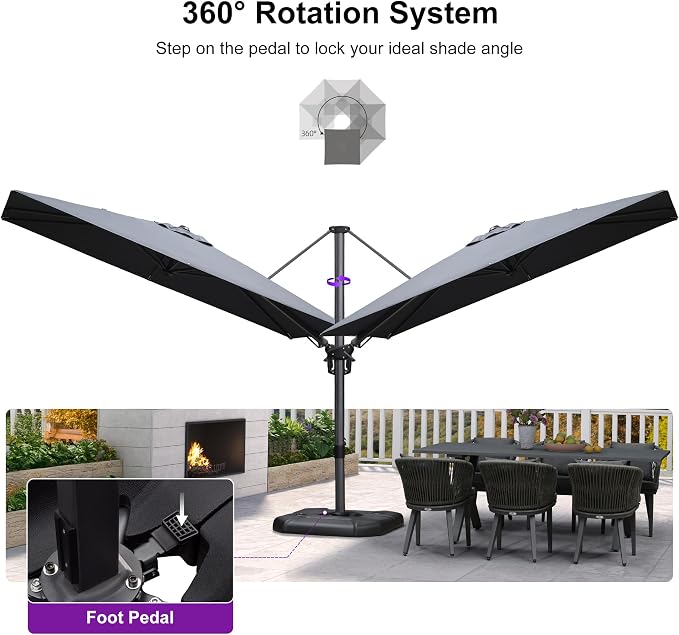 PURPLE LEAF 6.5' X 10' Right-left Tilt Patio Umbrella - Image 7