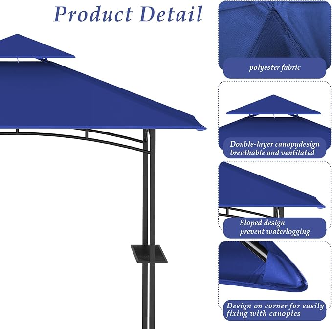 Grill Gazebo Replacement Top, 5 * 8 Outdoor BBQ Top Cover, Double Layer BBQ - Image 4