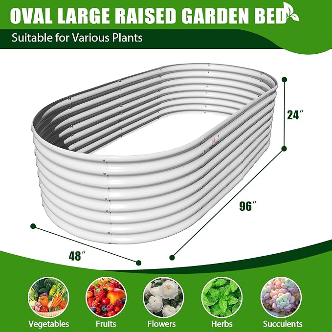 A ANLEOLIFE 7-Set 8X4X2 ft Galvanized Raised Garden Bed Kit, Oval Metal Deep - Image 3