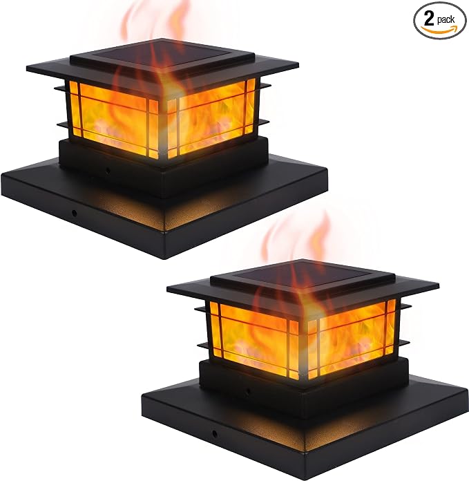 Dynaming 2 Pack Solar Post Cap Lights Outdoor by Dynaming