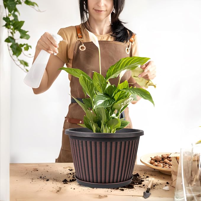 Planter-Pots-for-Plants-Indoor-Outdoor, 4 Pack 10 Inch Plastic Flower Pots - Image 2