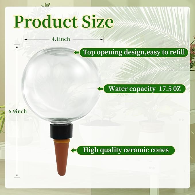 9 Pack Self Watering Globes for Indoor Plant Plastic Water Bulbs 17.5 oz - Image 2