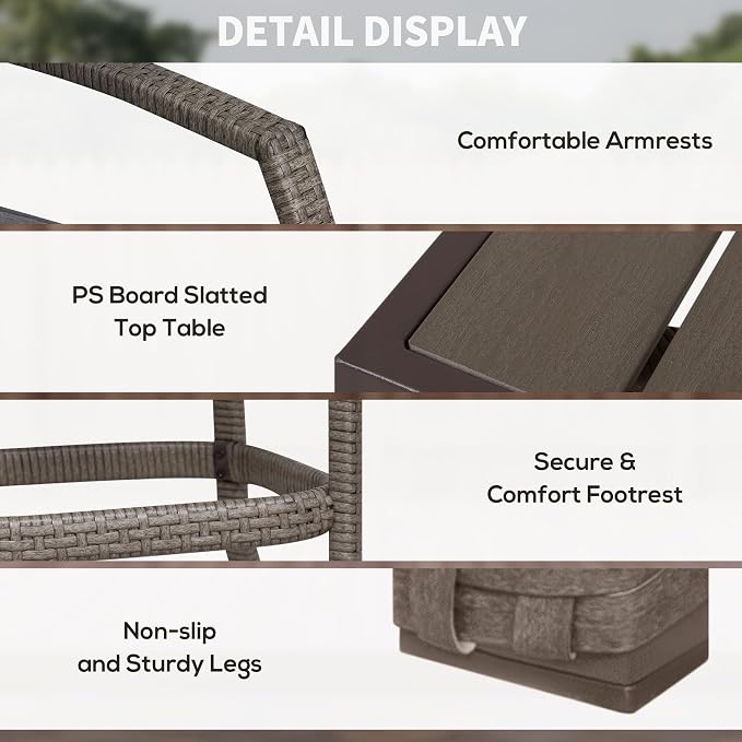Outsunny 3 PCS Rattan Wicker Bar Set - Image 5