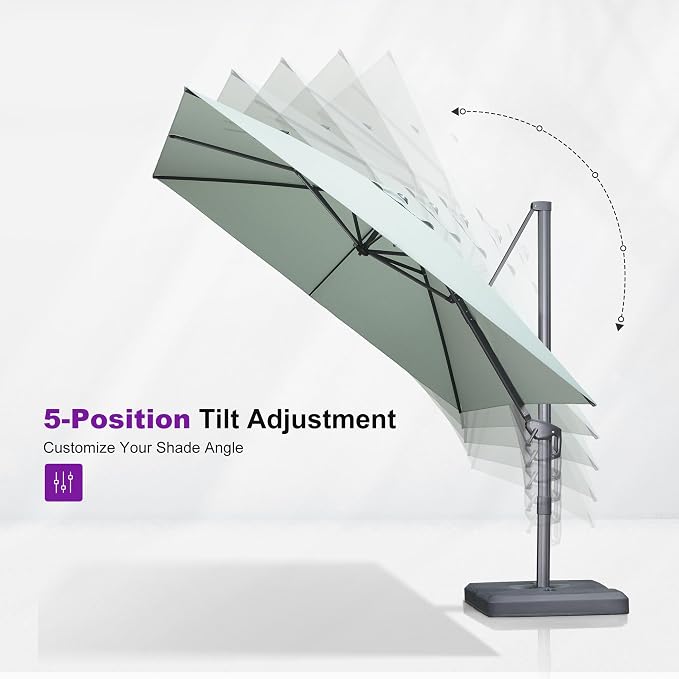 PURPLE LEAF Patio Umbrella 8' X 8' Rectangle Cantilever Umbrella Large Aluminum - Image 7