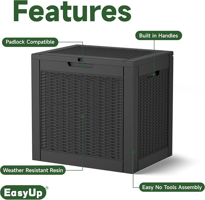EasyUp 34 Gallon Resin Deck Box Waterproof, UV Resistant Outdoor Storage Box - Image 3