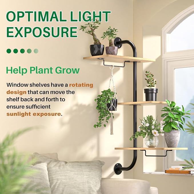 DELLAN Window Plant Shelves, Rotating Plant Shelf - Image 5