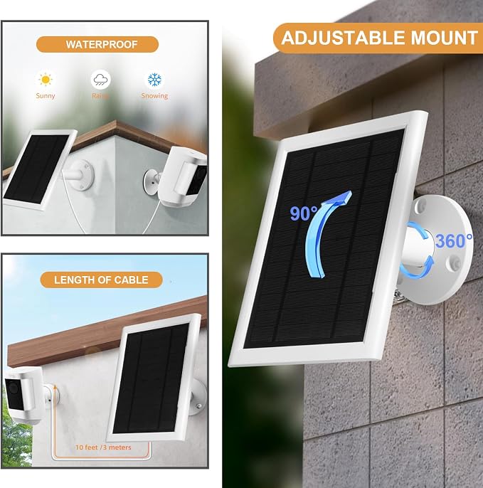 5W Solar Panel Compatible for Ring Camera Spotlight Cam Plus/Pro Stick Up - Image 4