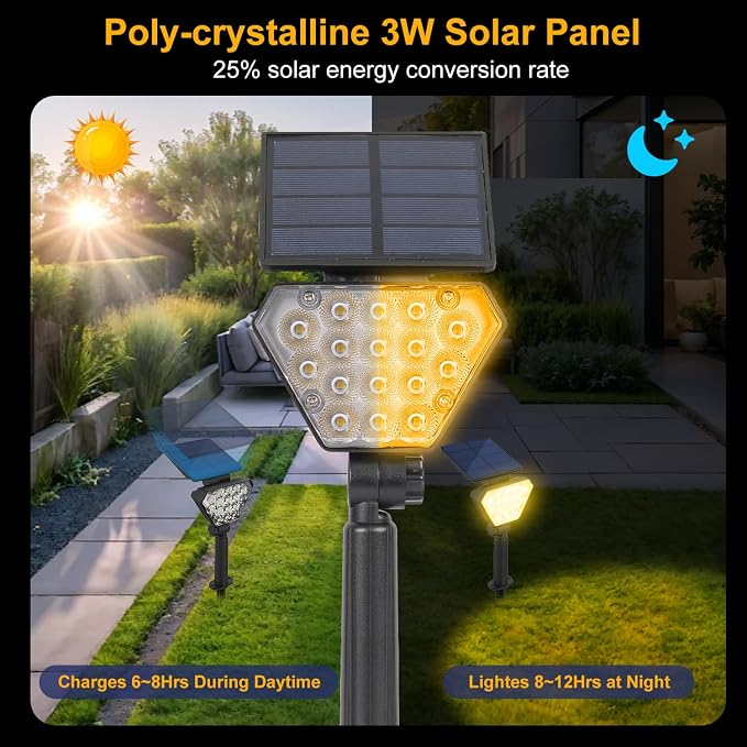 T-SUN Solar Lights Outdoor Waterproof IP65, 12 Pack LED Solar Spot Lights Color - Image 4