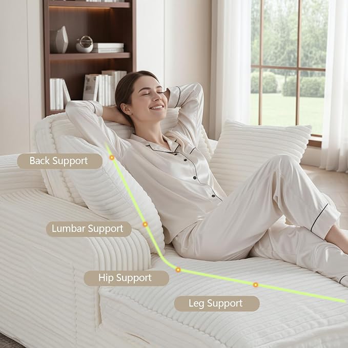 67" Oversized Chaise Lounge Chair Indoor, Soft Boneless Cloud Couch - Image 3