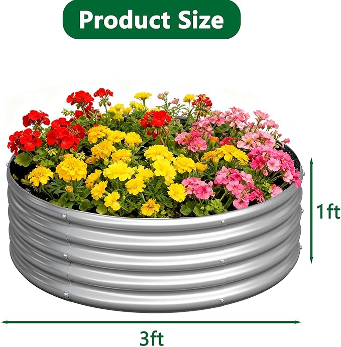 zizin 2 Pack Galvanized Raised Garden Bed Metal Round Raised Garden Beds - Image 2