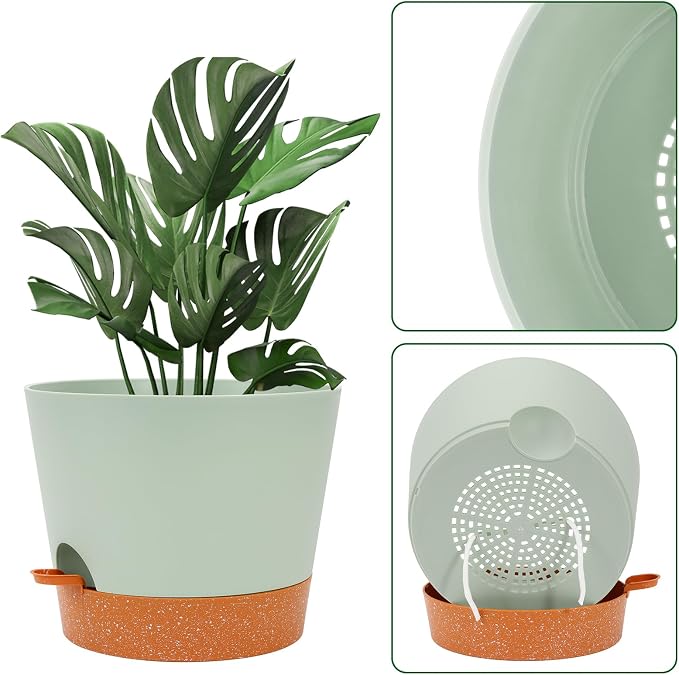 GARDIFE 12 inch Plant Pots, Self Watering Pots, Large Plastic Flower pots - Image 5