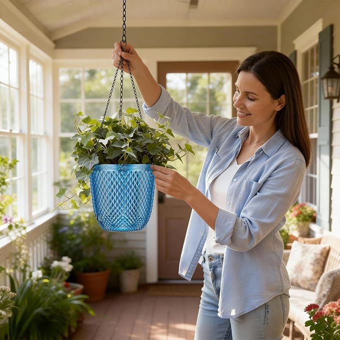 QCQHDU Self Watering Hanging Pots, 2 Pack 7.2 Inch Hanging Planters - Image 2
