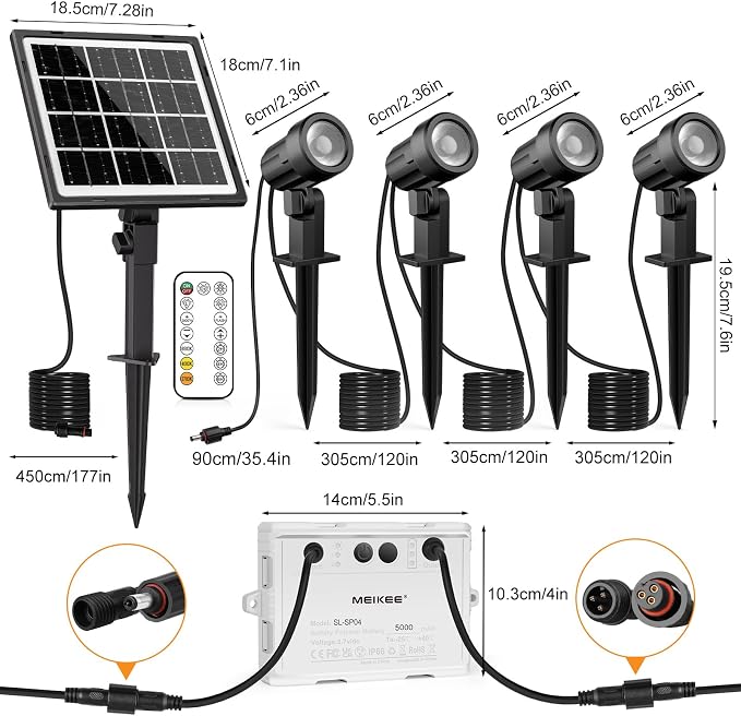 MEIKEE Solar Spot Lights Outdoor, 4-in-1 Solar Landscape Lights, 4W/6V IP66 - Image 5