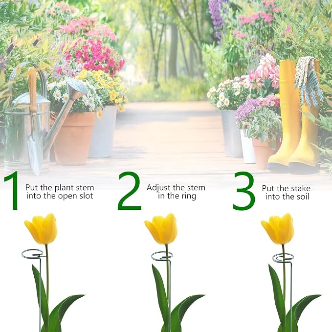 24 Inch 12 Packs Plant Support Stakes, Garden Single stemmed Plant Support Hoops - Image 4