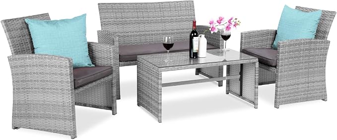 Best Choice Products 4-Piece Outdoor Wicker Patio Conversation Furniture Set by BestChoiceProducts
