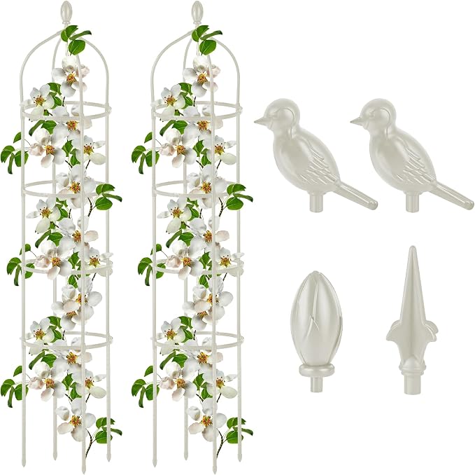 2 Pcs Garden Obelisk Trellis for Climbing Plants Outdoor 6 Ft Rose Bush Round by Miuwauer