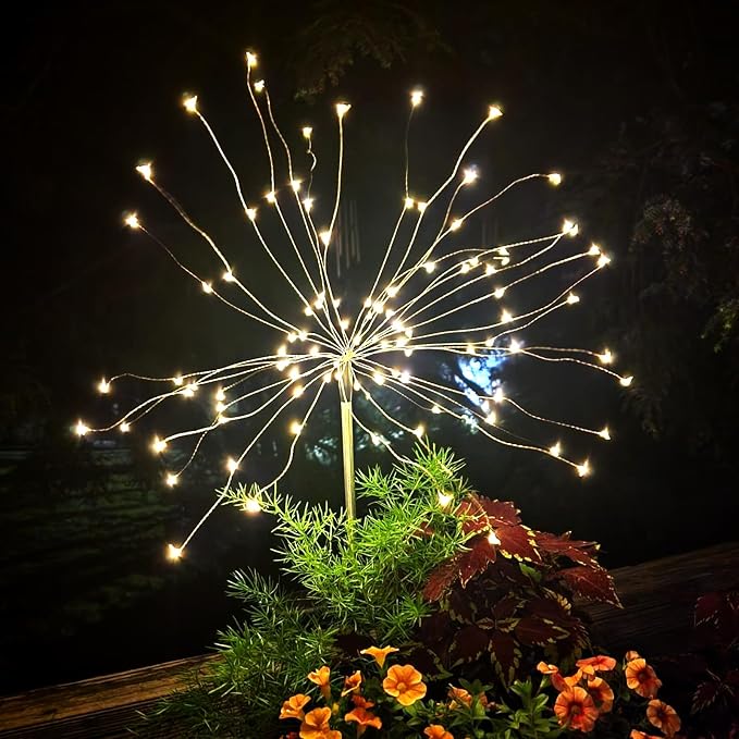 FOOING 8 Pack Solar Garden Lights Solar Firework Lights Waterproof, 200 LED - Image 2