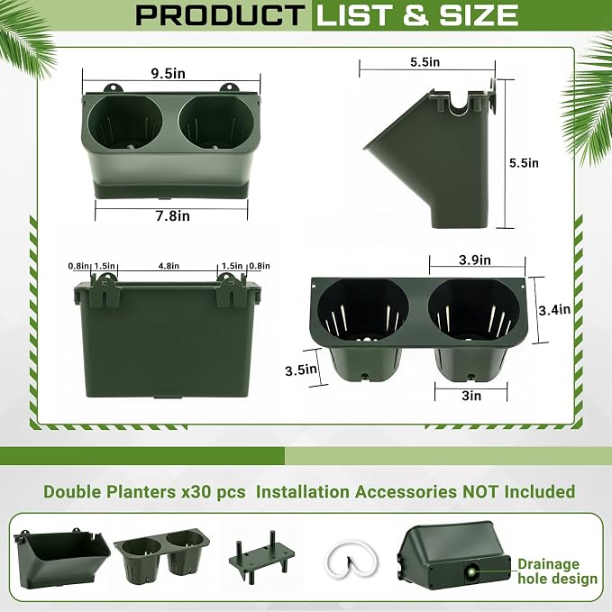 30 Set 60 Pocket Vertical Stackable Wall Planters Kit Outdoor Self Watering - Image 3